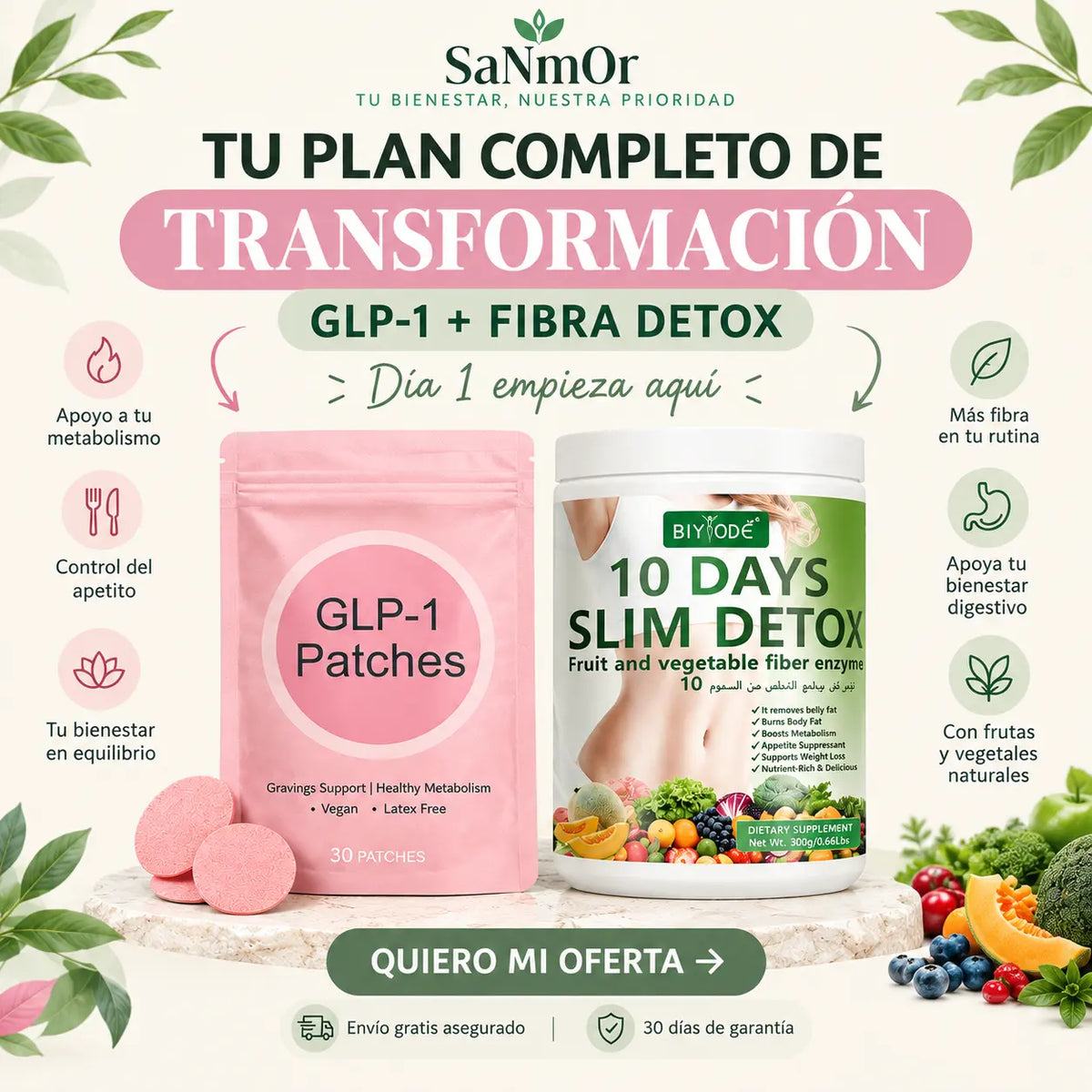 Batido detox con fibra natural que ayuda a acelerar el metabolismo y apoyar la pérdida de peso en solo 10 días