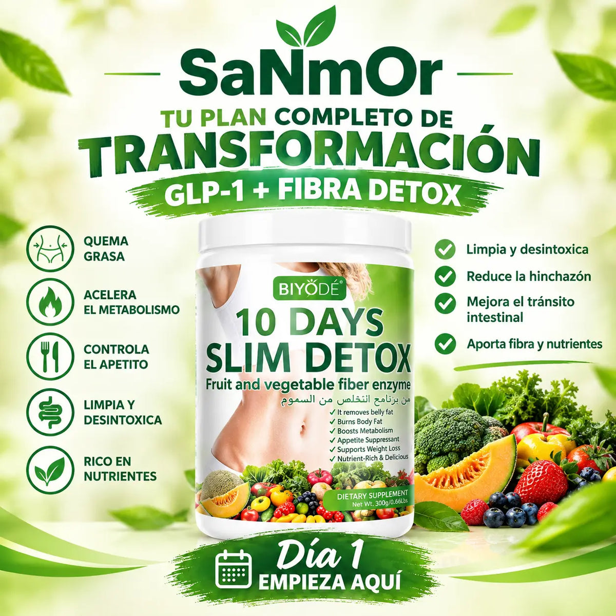 Batido detox con fibra natural que ayuda a acelerar el metabolismo y apoyar la pérdida de peso en solo 10 días